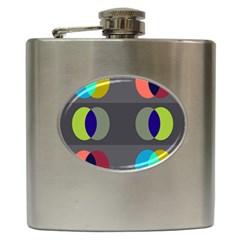 Circles Line Color Rainbow Green Orange Red Blue Hip Flask (6 Oz) by Mariart