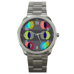 Circles Line Color Rainbow Green Orange Red Blue Sport Metal Watch by Mariart