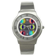 Circles Line Color Rainbow Green Orange Red Blue Stainless Steel Watch by Mariart