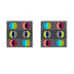 Circles Line Color Rainbow Green Orange Red Blue Cufflinks (square)