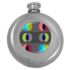 Circles Line Color Rainbow Green Orange Red Blue Round Hip Flask (5 Oz) by Mariart