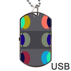 Circles Line Color Rainbow Green Orange Red Blue Dog Tag Usb Flash (one Side)