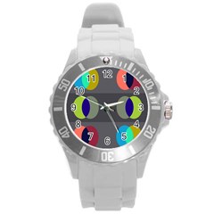 Circles Line Color Rainbow Green Orange Red Blue Round Plastic Sport Watch (l) by Mariart