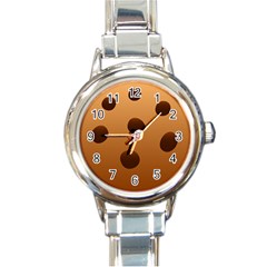 Cookie Chocolate Biscuit Brown Round Italian Charm Watch