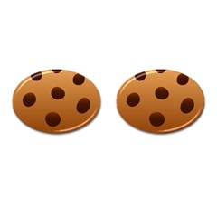 Cookie Chocolate Biscuit Brown Cufflinks (oval) by Mariart