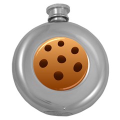 Cookie Chocolate Biscuit Brown Round Hip Flask (5 Oz) by Mariart