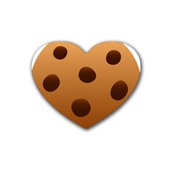 Cookie Chocolate Biscuit Brown Rubber Coaster (heart)  by Mariart