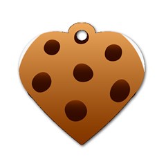 Cookie Chocolate Biscuit Brown Dog Tag Heart (one Side) by Mariart