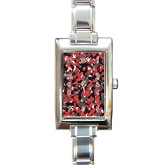 Bloodshot Camo Red Urban Initial Camouflage Rectangle Italian Charm Watch by Mariart