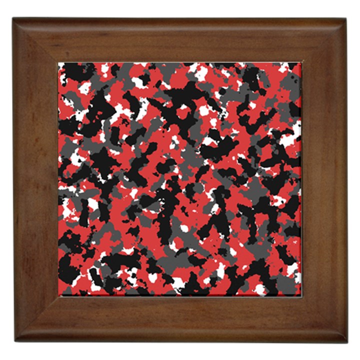 Bloodshot Camo Red Urban Initial Camouflage Framed Tiles