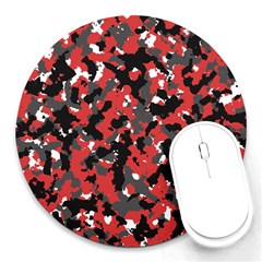 Bloodshot Camo Red Urban Initial Camouflage Round Mousepads by Mariart