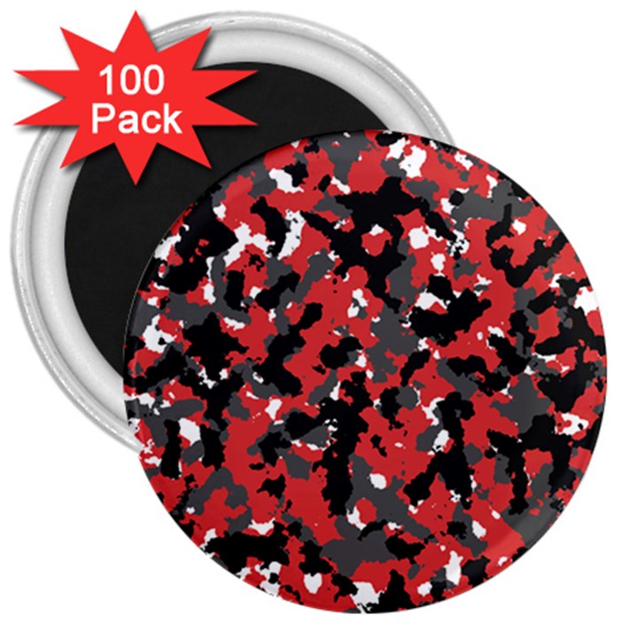 Bloodshot Camo Red Urban Initial Camouflage 3  Magnets (100 pack)