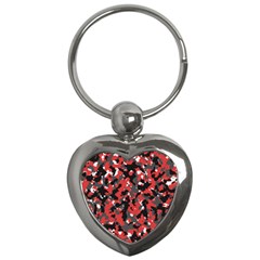 Bloodshot Camo Red Urban Initial Camouflage Key Chains (heart)  by Mariart