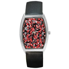 Bloodshot Camo Red Urban Initial Camouflage Barrel Style Metal Watch by Mariart