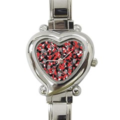 Bloodshot Camo Red Urban Initial Camouflage Heart Italian Charm Watch by Mariart