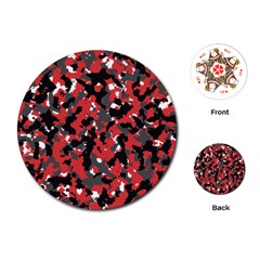 Bloodshot Camo Red Urban Initial Camouflage Playing Cards (round)  by Mariart