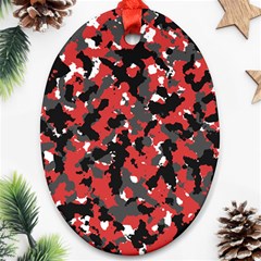 Bloodshot Camo Red Urban Initial Camouflage Oval Ornament (two Sides) by Mariart