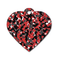 Bloodshot Camo Red Urban Initial Camouflage Dog Tag Heart (two Sides) by Mariart