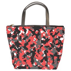 Bloodshot Camo Red Urban Initial Camouflage Bucket Bags