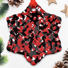 Bloodshot Camo Red Urban Initial Camouflage Snowflake Ornament (two Sides) by Mariart