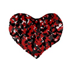 Bloodshot Camo Red Urban Initial Camouflage Standard 16  Premium Flano Heart Shape Cushions by Mariart