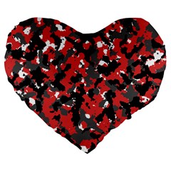 Bloodshot Camo Red Urban Initial Camouflage Large 19  Premium Flano Heart Shape Cushions by Mariart