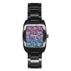 Celebration Purple Pink Grey Stainless Steel Barrel Watch by Mariart