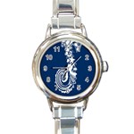 Coral Life Sea Water Blue Fish Star Round Italian Charm Watch Front