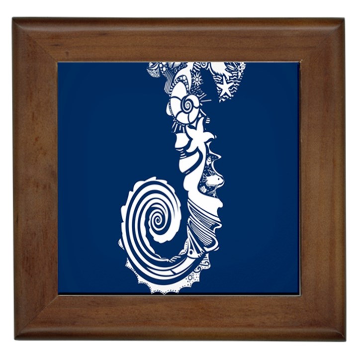 Coral Life Sea Water Blue Fish Star Framed Tiles