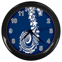 Coral Life Sea Water Blue Fish Star Wall Clocks (black) by Mariart