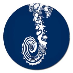 Coral Life Sea Water Blue Fish Star Magnet 5  (round) by Mariart