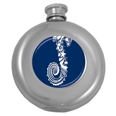 Coral Life Sea Water Blue Fish Star Round Hip Flask (5 Oz) by Mariart