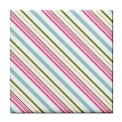 Diagonal Stripes Color Rainbow Pink Green Red Blue Tile Coasters by Mariart