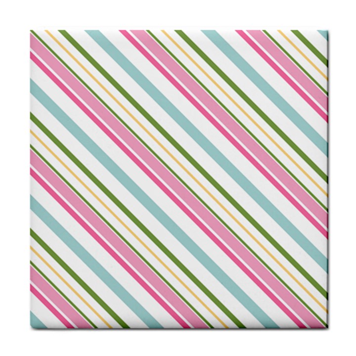 Diagonal Stripes Color Rainbow Pink Green Red Blue Tile Coasters