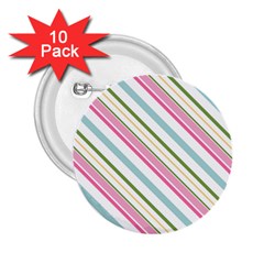 Diagonal Stripes Color Rainbow Pink Green Red Blue 2 25  Buttons (10 Pack)  by Mariart