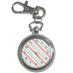 Diagonal Stripes Color Rainbow Pink Green Red Blue Key Chain Watches by Mariart