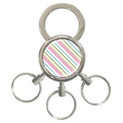 Diagonal Stripes Color Rainbow Pink Green Red Blue 3-ring Key Chains by Mariart