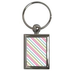 Diagonal Stripes Color Rainbow Pink Green Red Blue Key Chains (rectangle) 