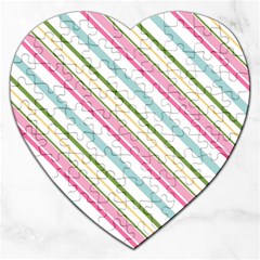 Diagonal Stripes Color Rainbow Pink Green Red Blue Jigsaw Puzzle (heart) by Mariart