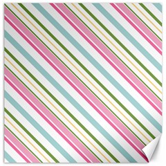 Diagonal Stripes Color Rainbow Pink Green Red Blue Canvas 12  X 12   by Mariart