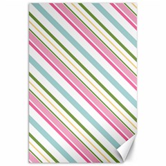 Diagonal Stripes Color Rainbow Pink Green Red Blue Canvas 20  X 30   by Mariart