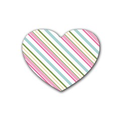 Diagonal Stripes Color Rainbow Pink Green Red Blue Heart Coaster (4 Pack)  by Mariart