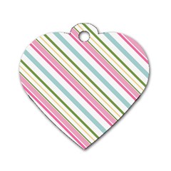 Diagonal Stripes Color Rainbow Pink Green Red Blue Dog Tag Heart (one Side) by Mariart