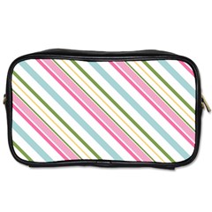 Diagonal Stripes Color Rainbow Pink Green Red Blue Toiletries Bags by Mariart