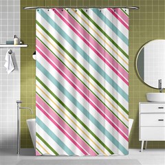 Diagonal Stripes Color Rainbow Pink Green Red Blue Shower Curtain 48  X 72  (small)  by Mariart