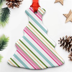 Diagonal Stripes Color Rainbow Pink Green Red Blue Christmas Tree Ornament (two Sides) by Mariart