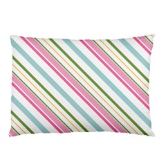 Diagonal Stripes Color Rainbow Pink Green Red Blue Pillow Case (two Sides) by Mariart