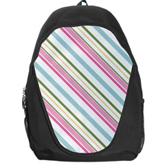 Diagonal Stripes Color Rainbow Pink Green Red Blue Backpack Bag by Mariart