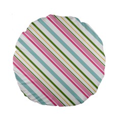 Diagonal Stripes Color Rainbow Pink Green Red Blue Standard 15  Premium Round Cushions by Mariart