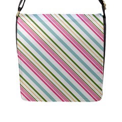 Diagonal Stripes Color Rainbow Pink Green Red Blue Flap Messenger Bag (l)  by Mariart